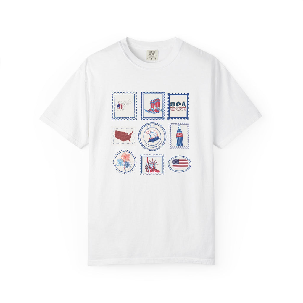 Americana Stamp Icons USA Graphic Tee