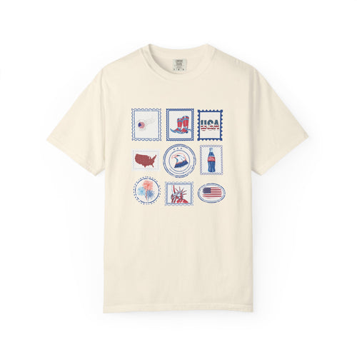 Americana Stamp Icons USA Graphic Tee