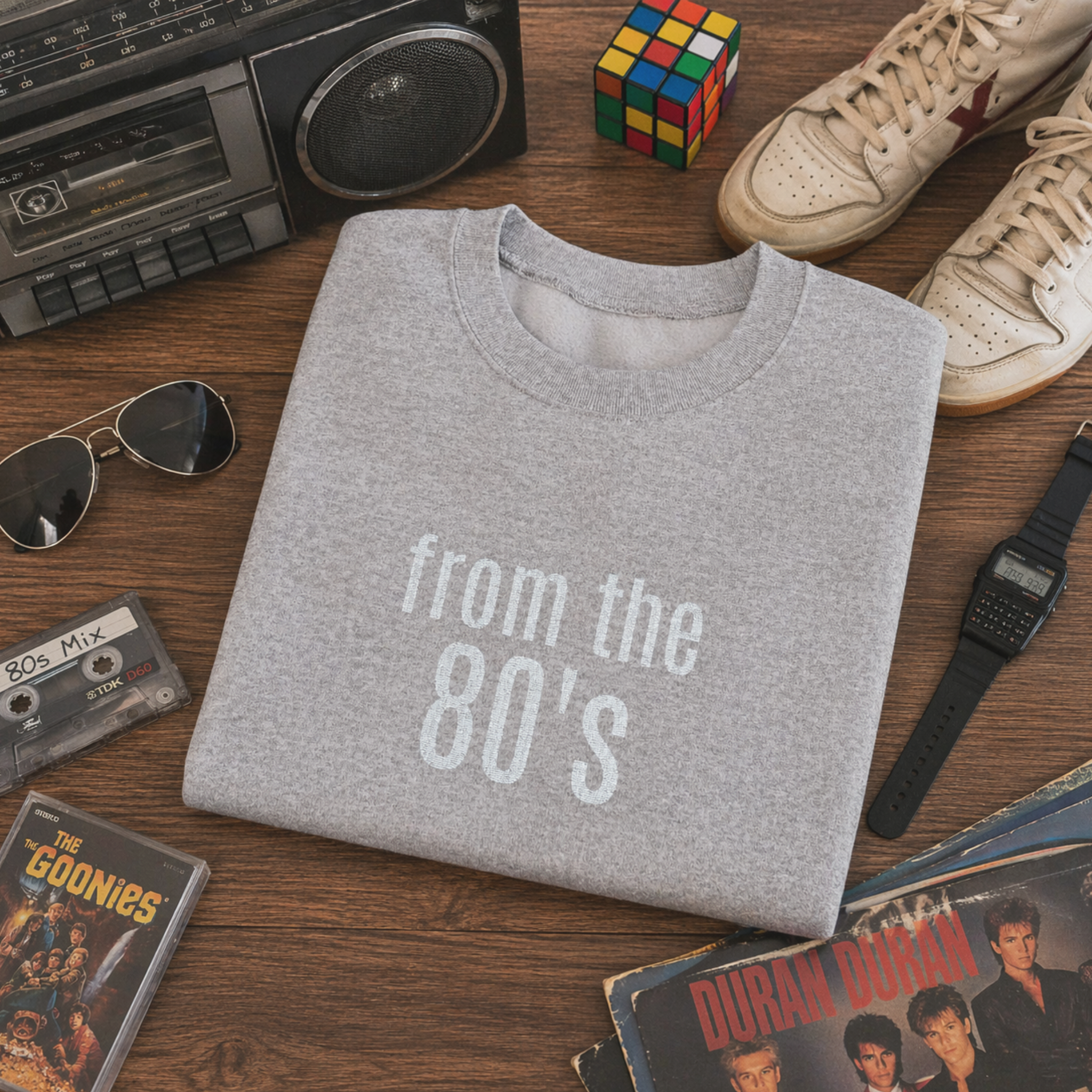 'From the 80's' Retro Embroidered Crewneck Sweatshirt